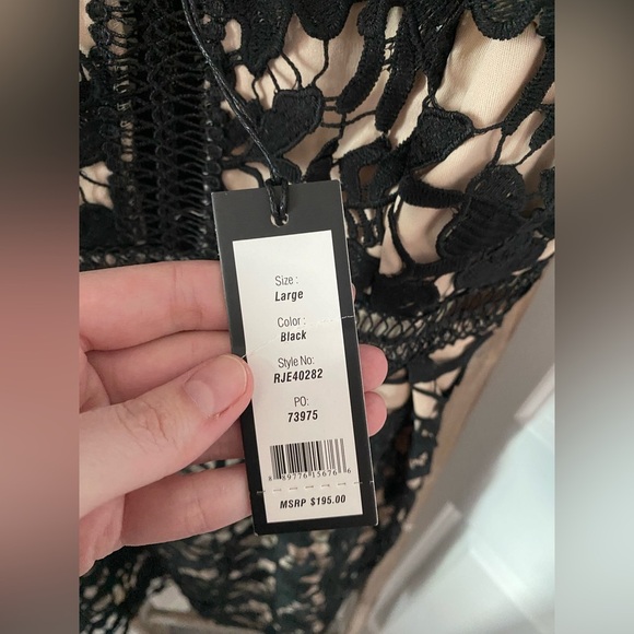 NWT - Romeo & Juliet BLACK/NUDE Floral Eyelet Lace Illusion A-line Mini Dress - Picture 5 of 6